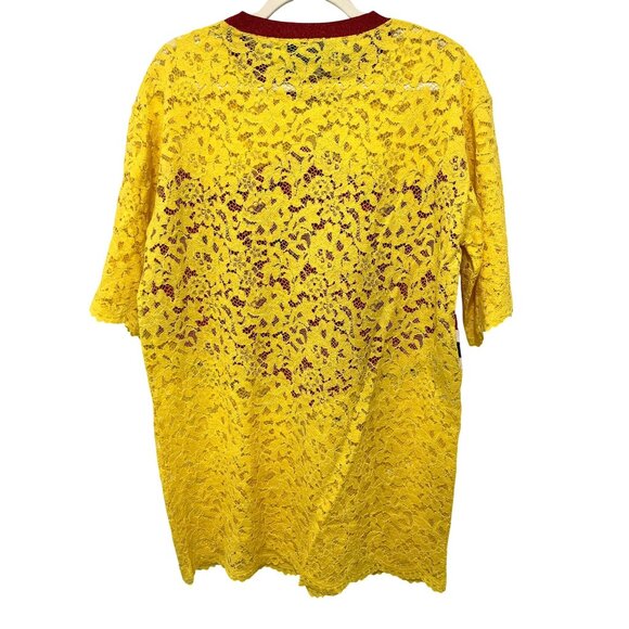 New Gucci Yellow Lace T-shirt Top Mini Dress Tunic Medium - Picture 5 of 8